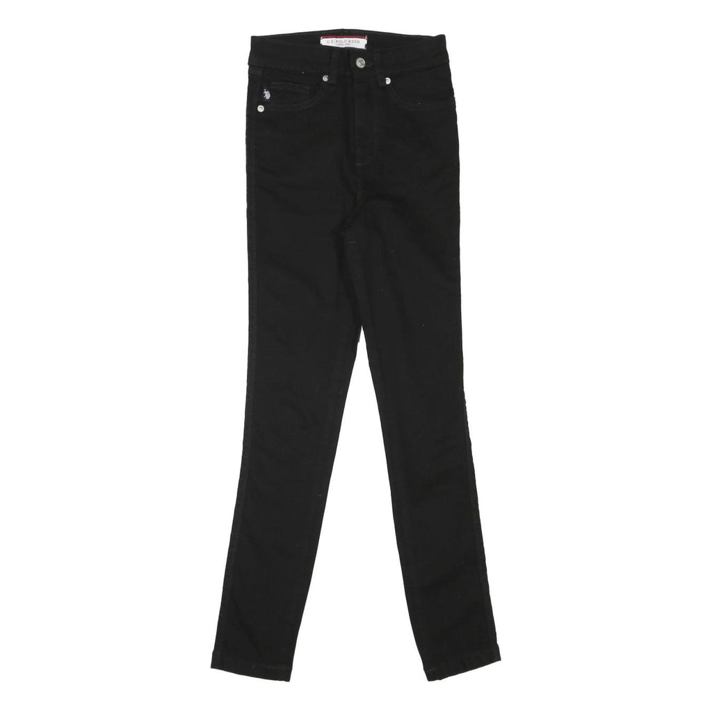 U.S. POLO ASSN Womens Regular Black Skinny Denim Dark W24 L28 Zip Cotton Blend