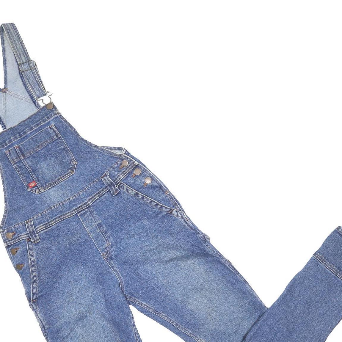DICKIES Womens Blue Denim Slim Cotton Dungarees XS W32 L30 Workwear Casual