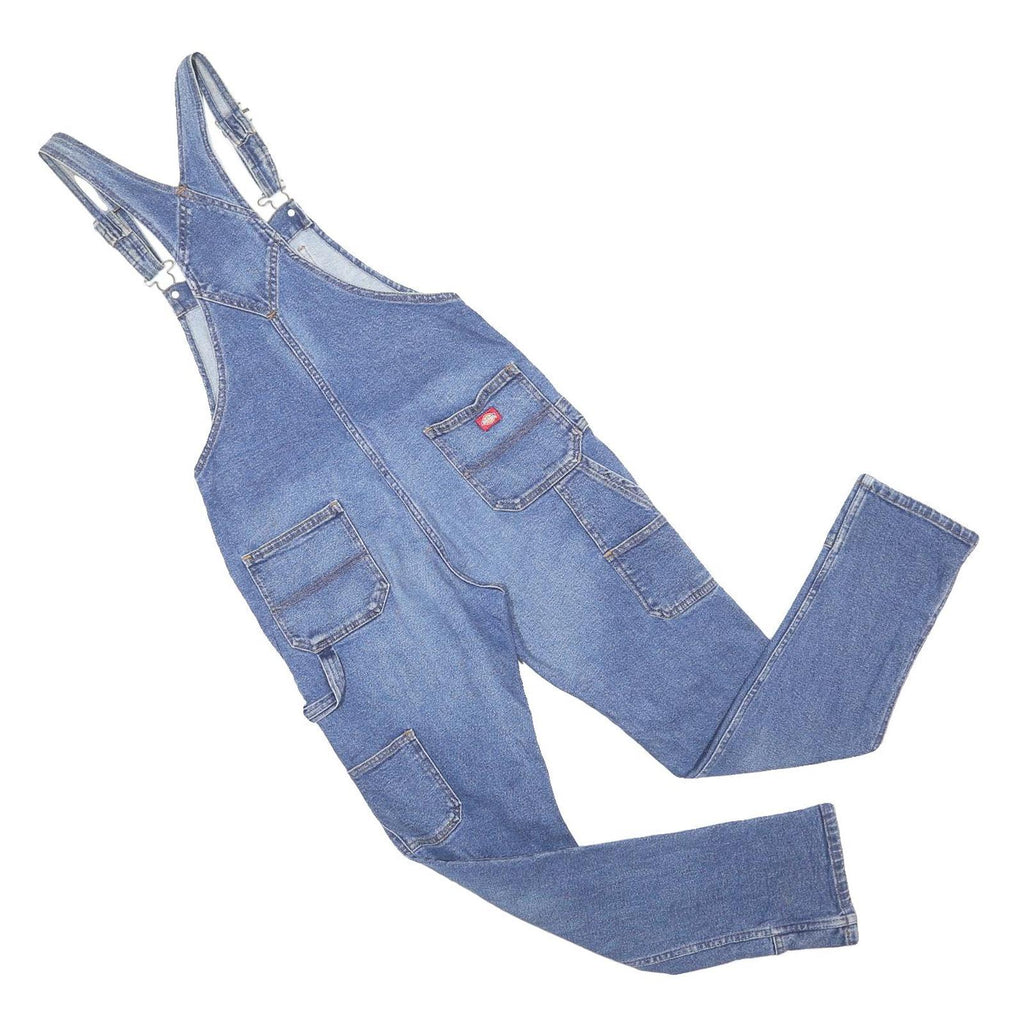 DICKIES Womens Blue Denim Slim Cotton Dungarees XS W32 L30 Workwear Casual