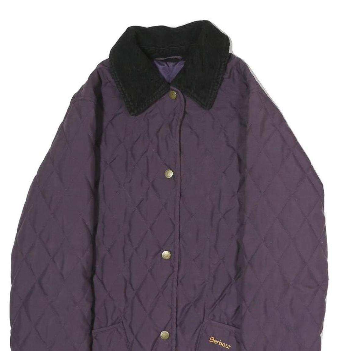 BARBOUR Womens Purple & Black Quilted Jacket M Polyester Zip Classic Fit