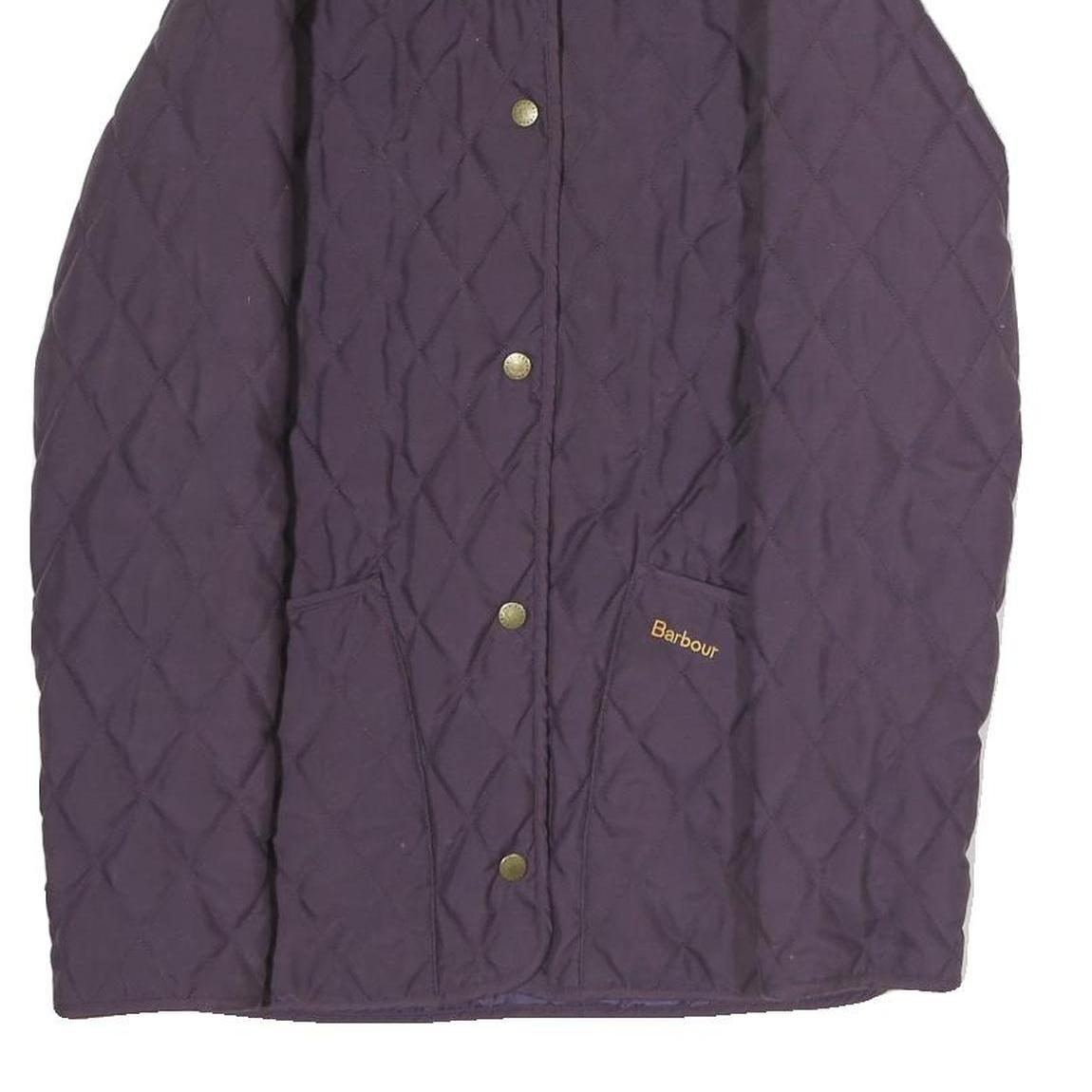 BARBOUR Womens Purple & Black Quilted Jacket M Polyester Zip Classic Fit