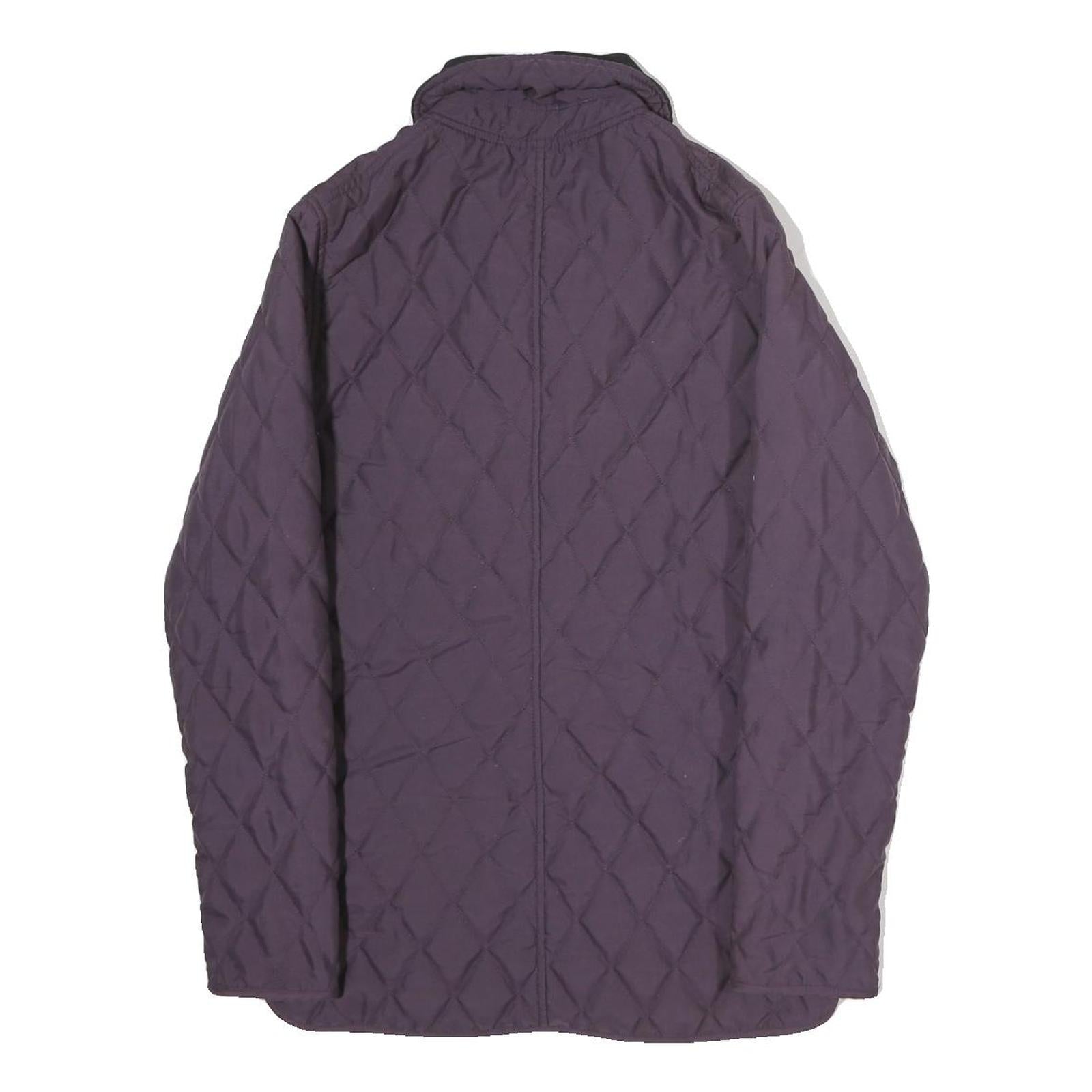 BARBOUR Womens Purple & Black Quilted Jacket M Polyester Zip Classic Fit