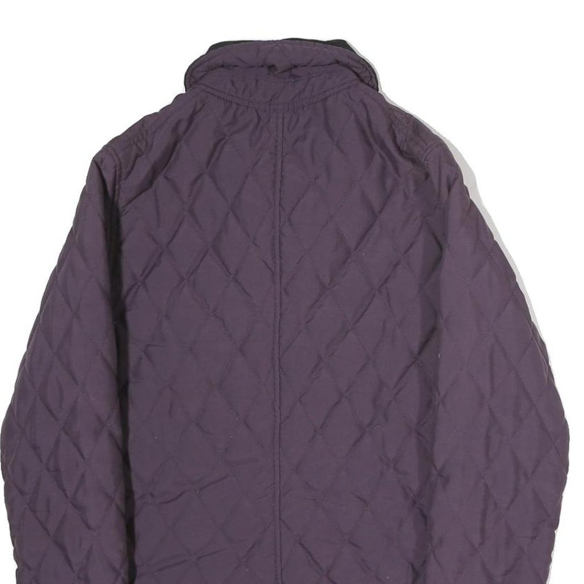 BARBOUR Womens Purple & Black Quilted Jacket M Polyester Zip Classic Fit