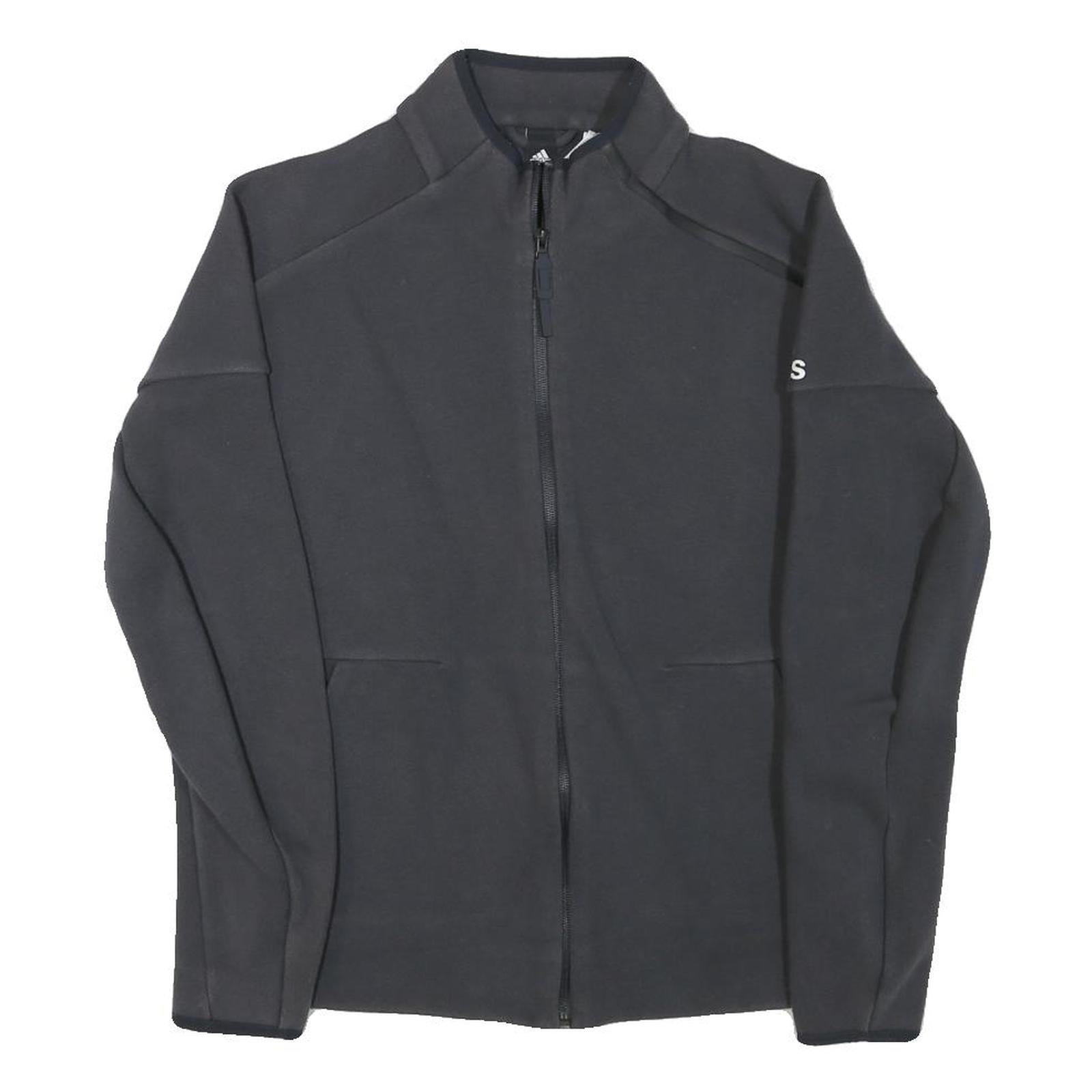 ADIDAS Mens Black Jacket S Polyester Blend Zip Plain Sportswear Lightweight