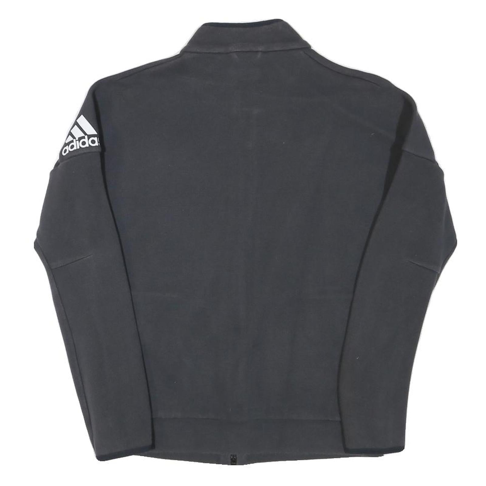 ADIDAS Mens Black Jacket S Polyester Blend Zip Plain Sportswear Lightweight