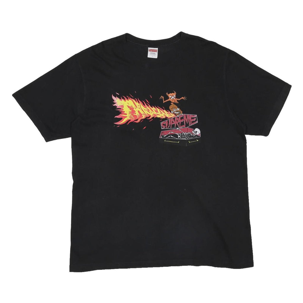 Supreme Thrasher Back Tail Mens Black Skateboard Graphic T-Shirt L Short Sleeve