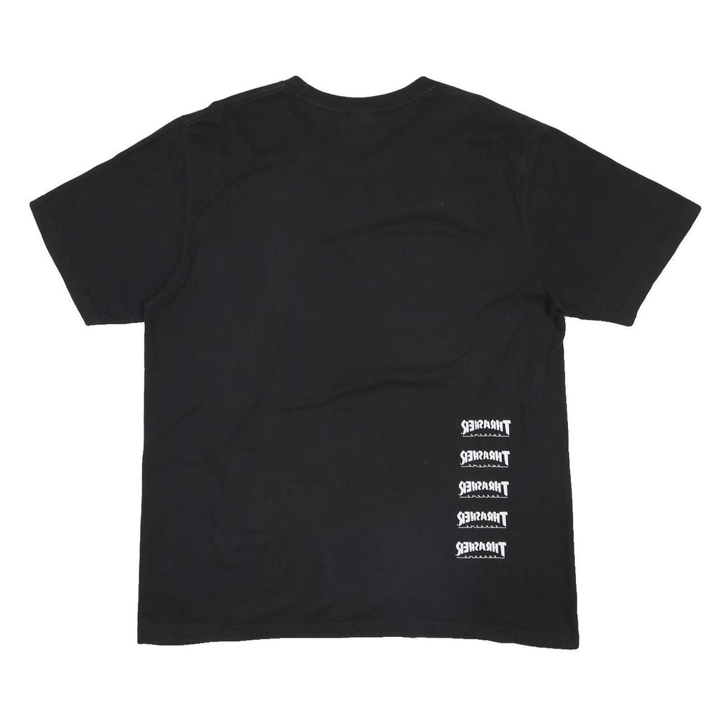 Supreme Thrasher Back Tail Mens Black Skateboard Graphic T-Shirt L Short Sleeve