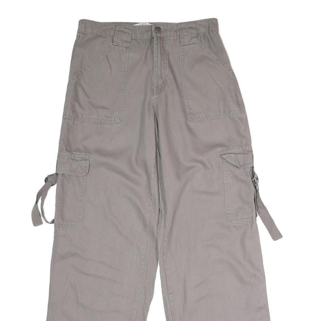TINSEL TOWN Womens Cotton Blend Grey Regular Straight Trousers W30 L32 Cargo