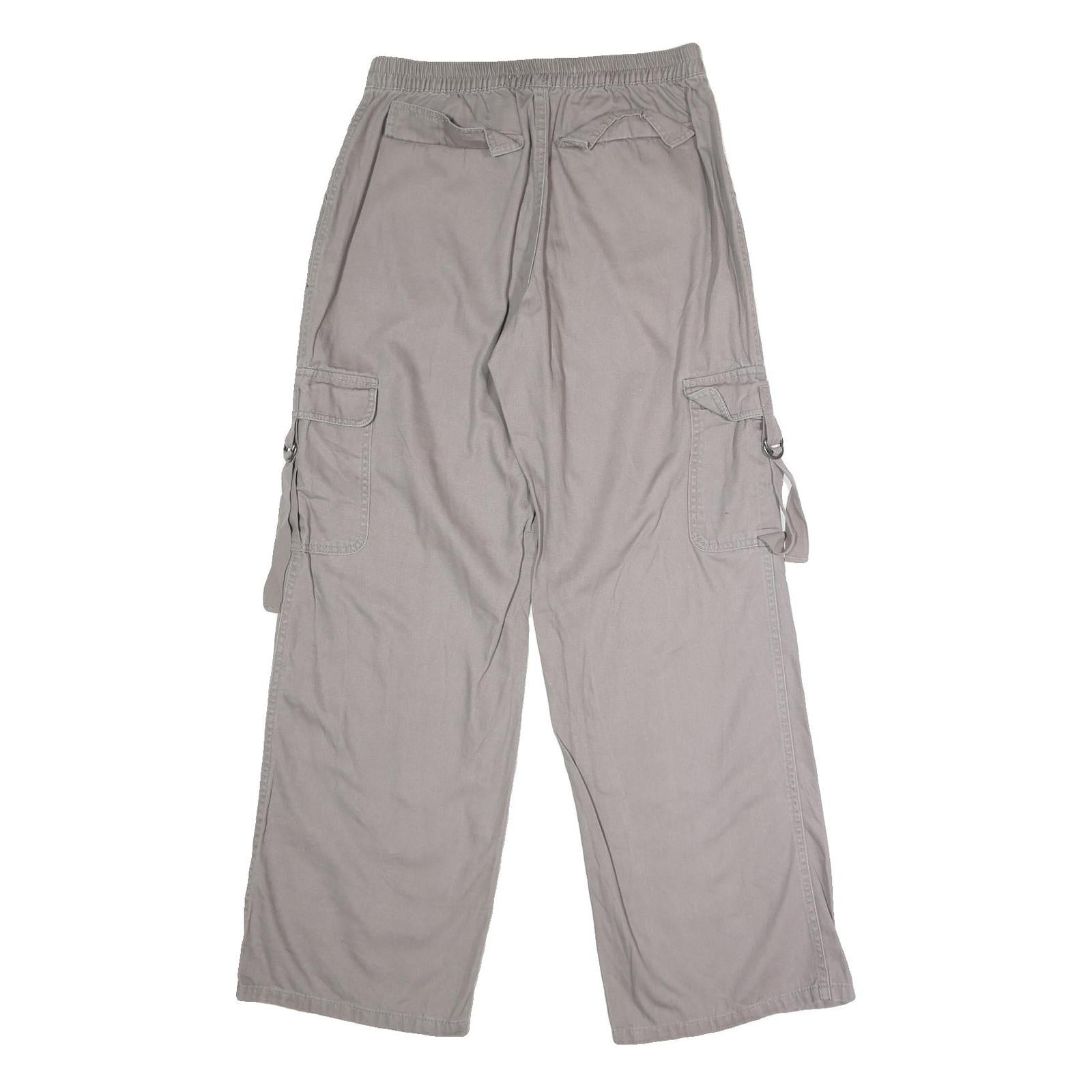 TINSEL TOWN Womens Cotton Blend Grey Regular Straight Trousers W30 L32 Cargo