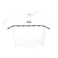 ADIDAS Womens White & Black Graphic Crop T-Shirt UK 6 Short Sleeve Crew Neck