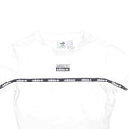 ADIDAS Womens White & Black Graphic Crop T-Shirt UK 6 Short Sleeve Crew Neck