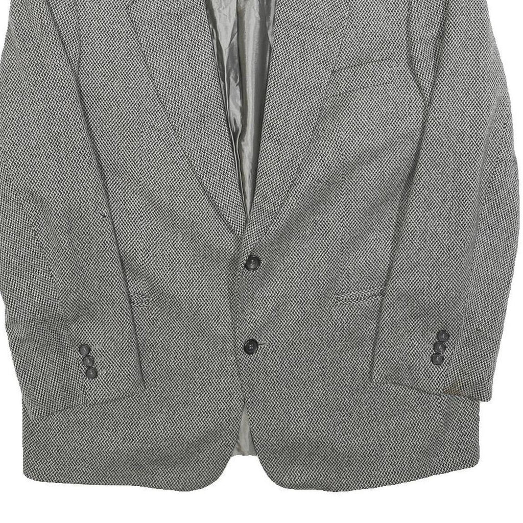 HUGO BOSS Mens Grey & Black Classic Cashmere Jacket L Woven Button Blazer