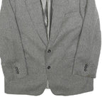 HUGO BOSS Mens Grey & Black Classic Cashmere Jacket L Woven Button Blazer