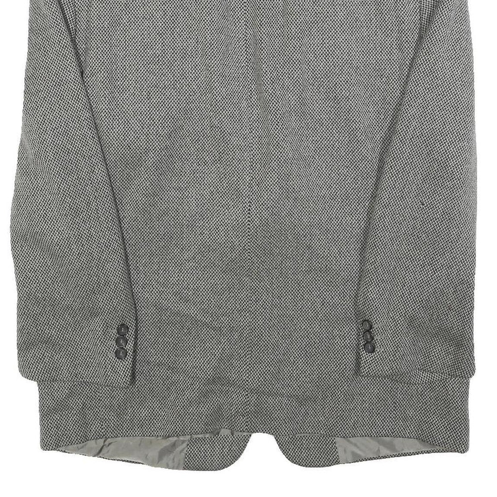 HUGO BOSS Mens Grey & Black Classic Cashmere Jacket L Woven Button Blazer