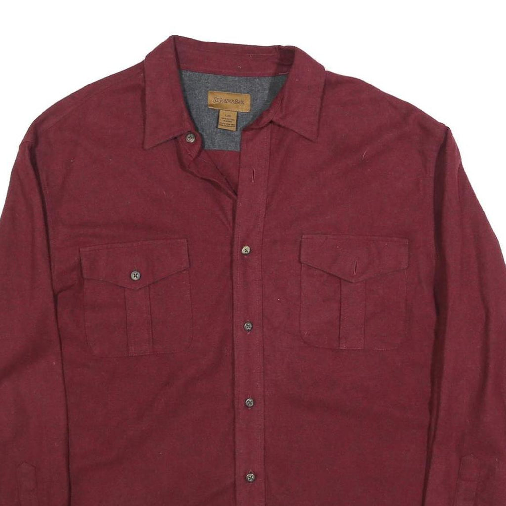 ST JOHNS BAY Mens Maroon Shirt L Button Pocket Classic Style Easy Wear