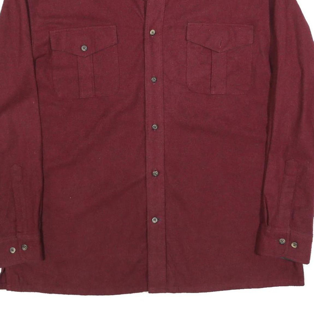 ST JOHNS BAY Mens Maroon Shirt L Button Pocket Classic Style Easy Wear