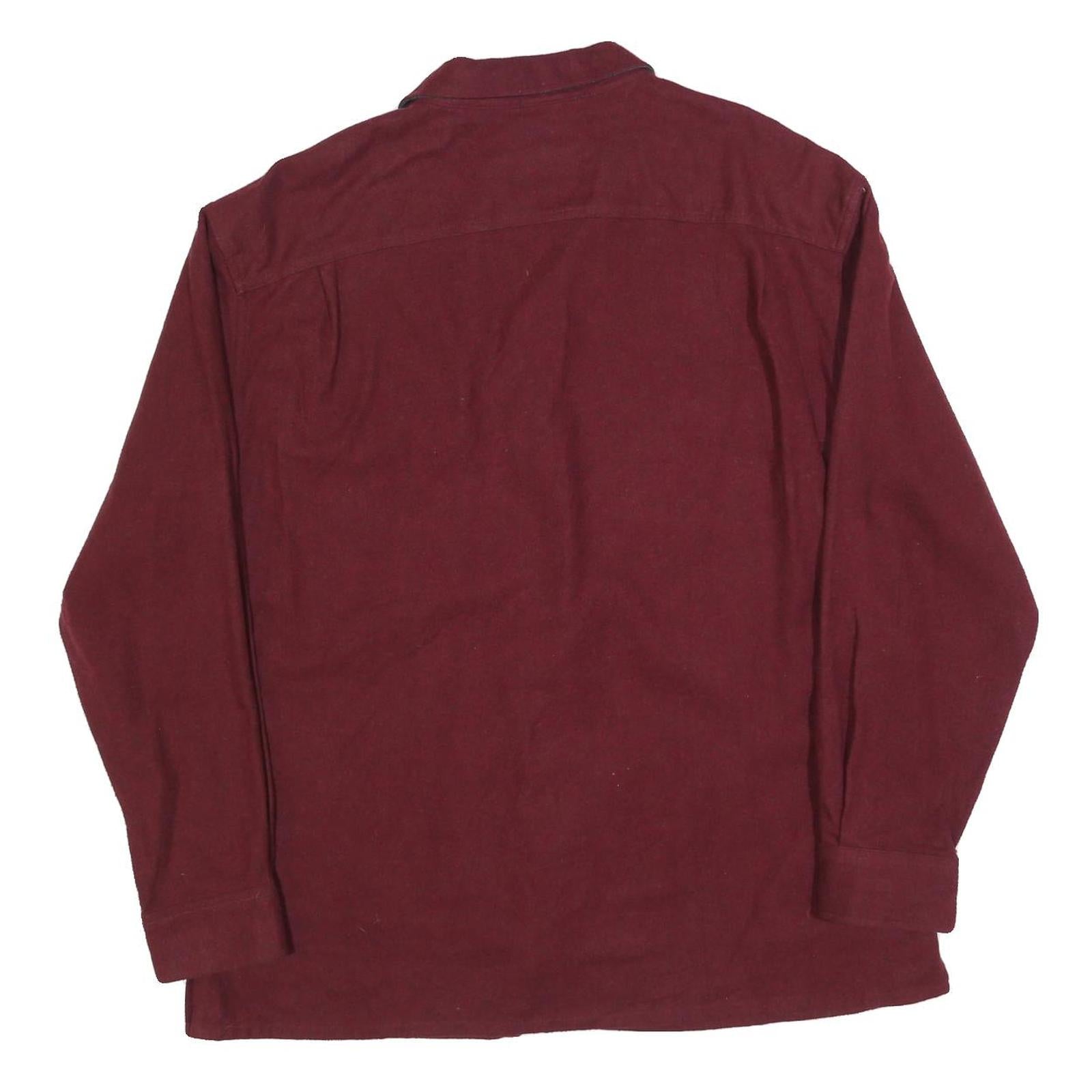 ST JOHNS BAY Mens Maroon Shirt L Button Pocket Classic Style Easy Wear