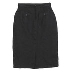 MAX MARA Womens Black Wool Pencil Knee Length Skirt UK 6 Elegant Formal Classic