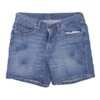 LEVI'S Womens Denim Blue Casual Shorts L W32 Embroidered Floral Design