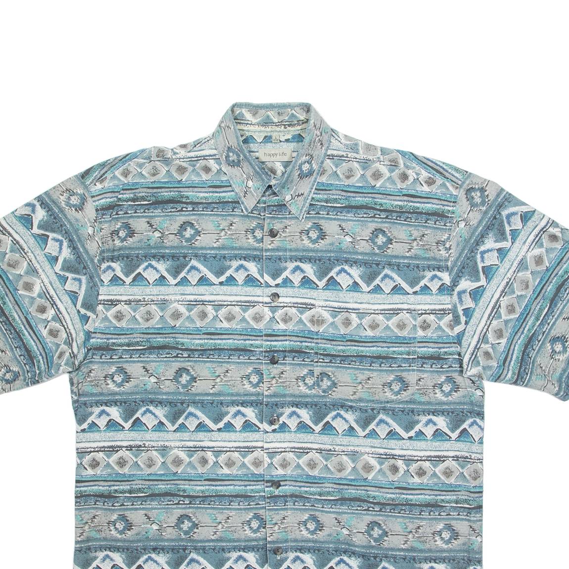 HAPPY LIFE Mens Shirt Blue Fair Isle L