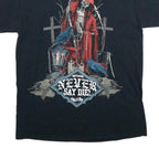 GILDAN Mens Black Never Say Die Tour Graphic T-Shirt M Short Sleeve Crew Neck