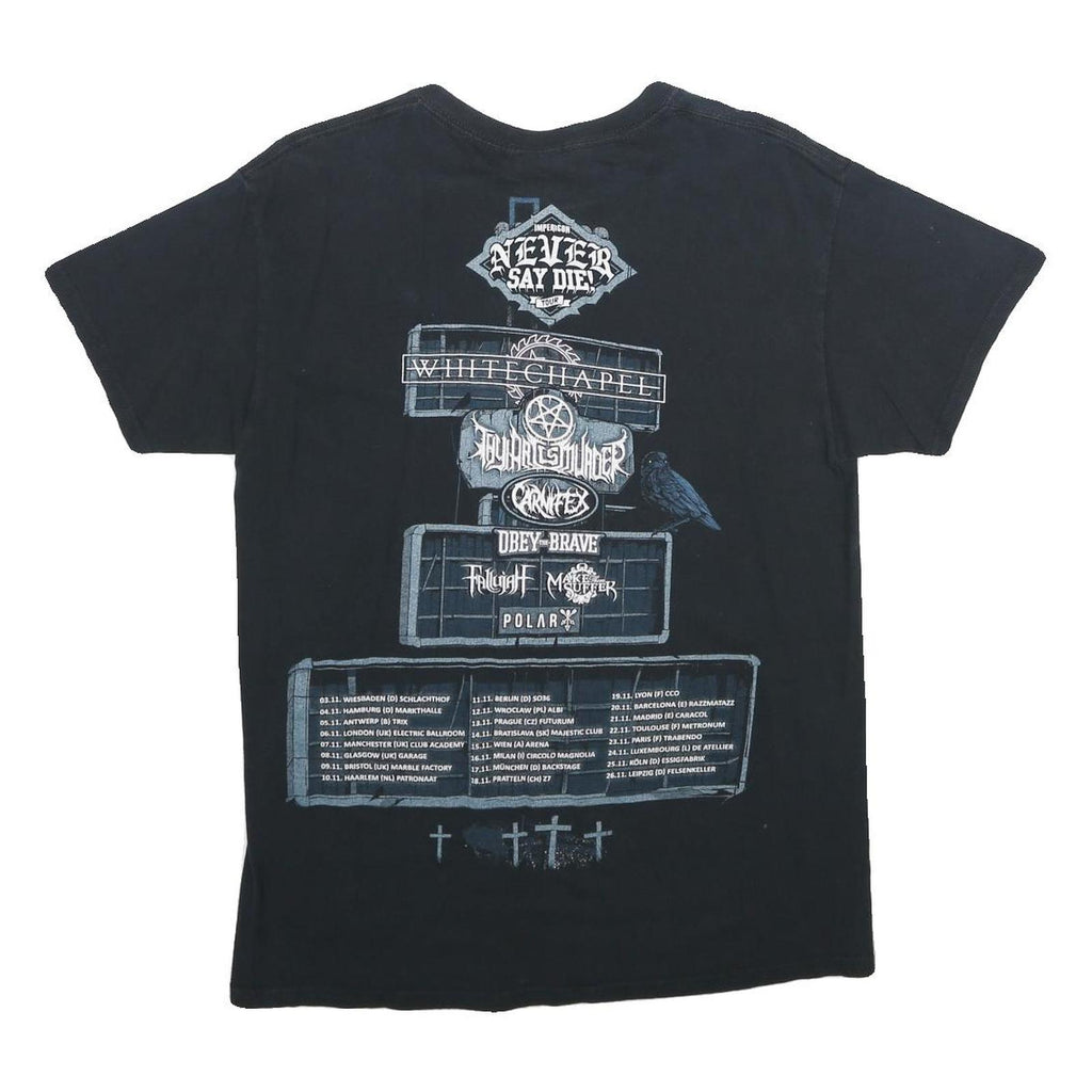 GILDAN Mens Black Never Say Die Tour Graphic T-Shirt M Short Sleeve Crew Neck