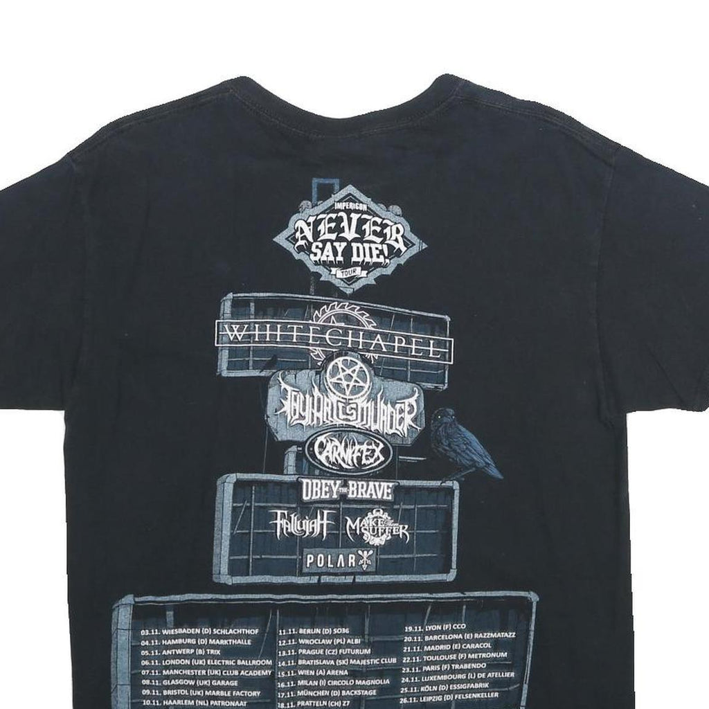 GILDAN Mens Black Never Say Die Tour Graphic T-Shirt M Short Sleeve Crew Neck