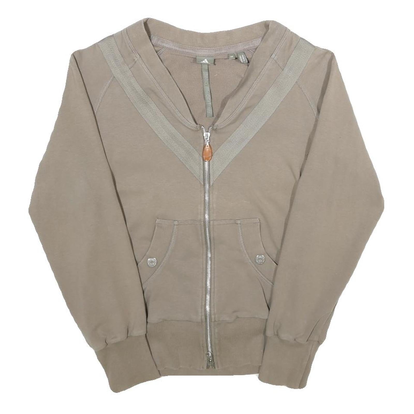 ADIDAS BY STELLA MCCARTNEY Womens Beige Cotton Blend Zip Jacket UK 8 Plain