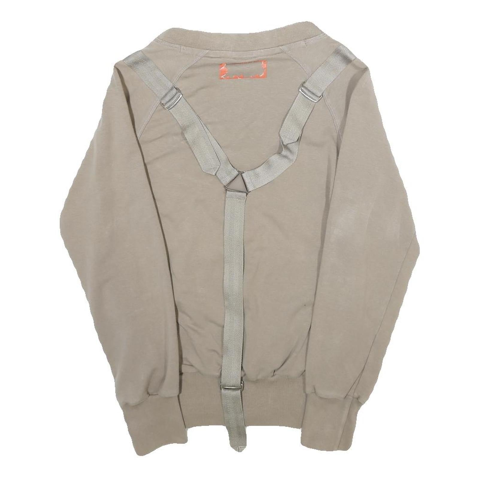 ADIDAS BY STELLA MCCARTNEY Womens Beige Cotton Blend Zip Jacket UK 8 Plain