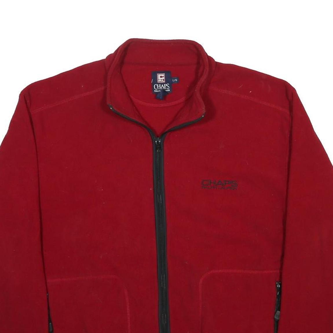 CHAPS RALPH LAUREN Mens Red Jacket L Polyester Plain Zip Comfort Fit Casual