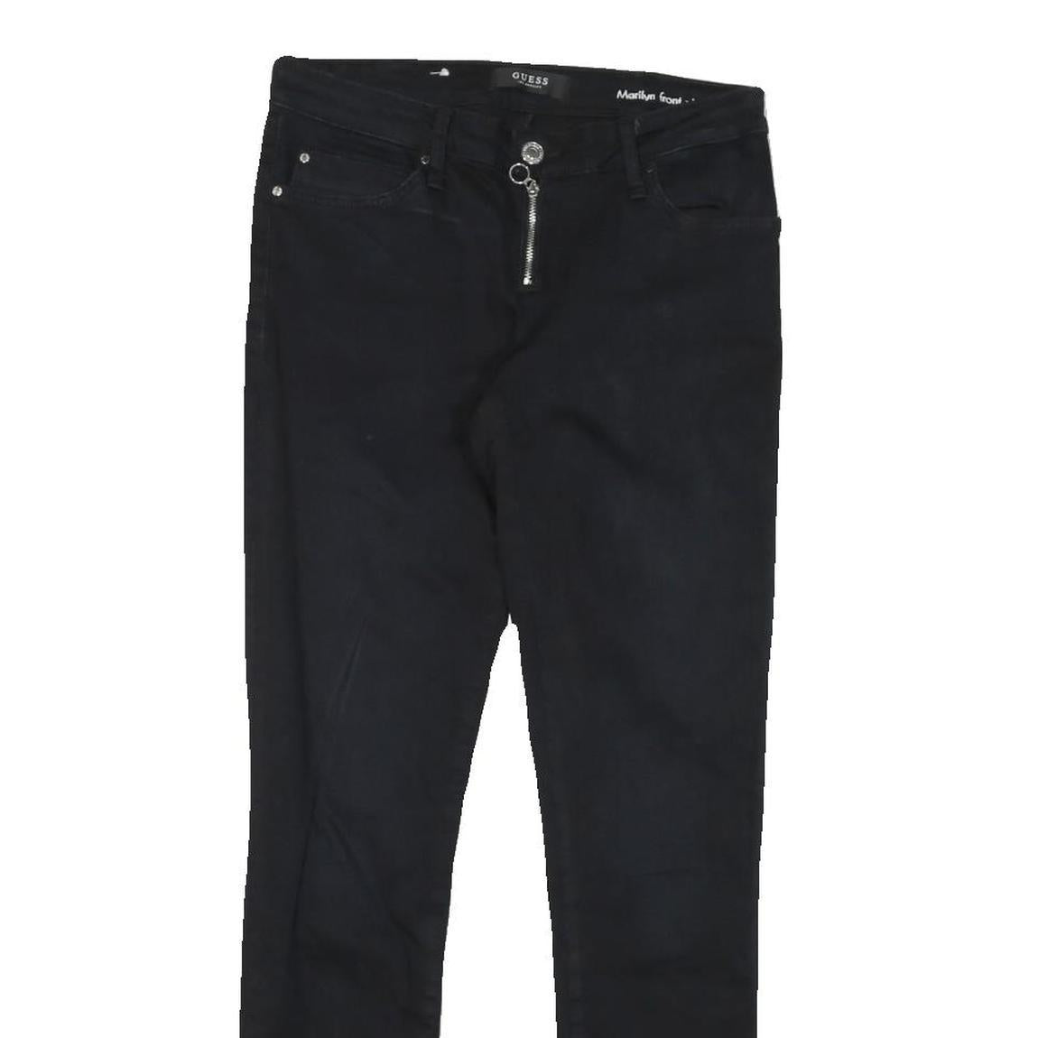 GUESS Womens Black Slim Skinny Denim Raw W27 L26 Jeans Zip Cotton Blend