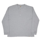 CARHARTT Mens Grey Henley Long Sleeve T-Shirt 2XL Polycotton Casual Workwear