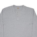 CARHARTT Mens Grey Henley Long Sleeve T-Shirt 2XL Polycotton Casual Workwear