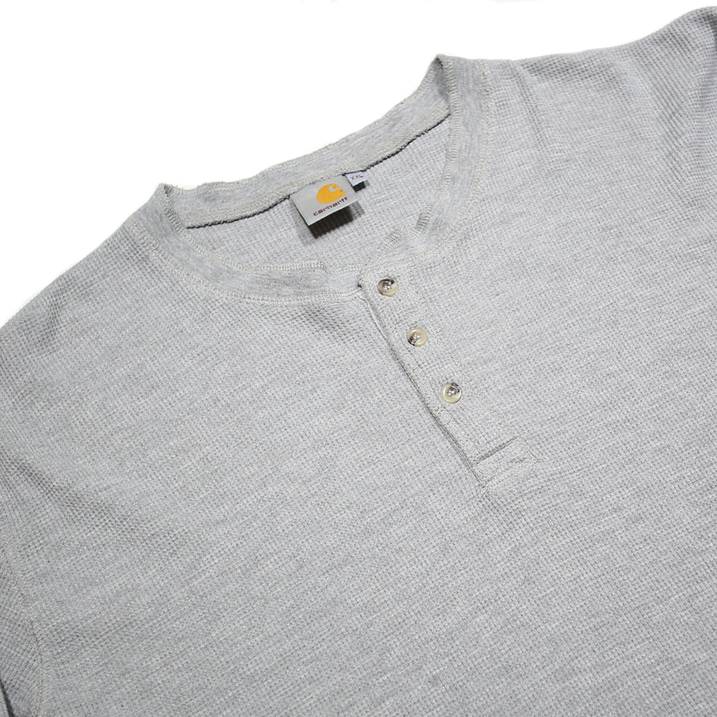 CARHARTT Mens Grey Henley Long Sleeve T-Shirt 2XL Polycotton Casual Workwear