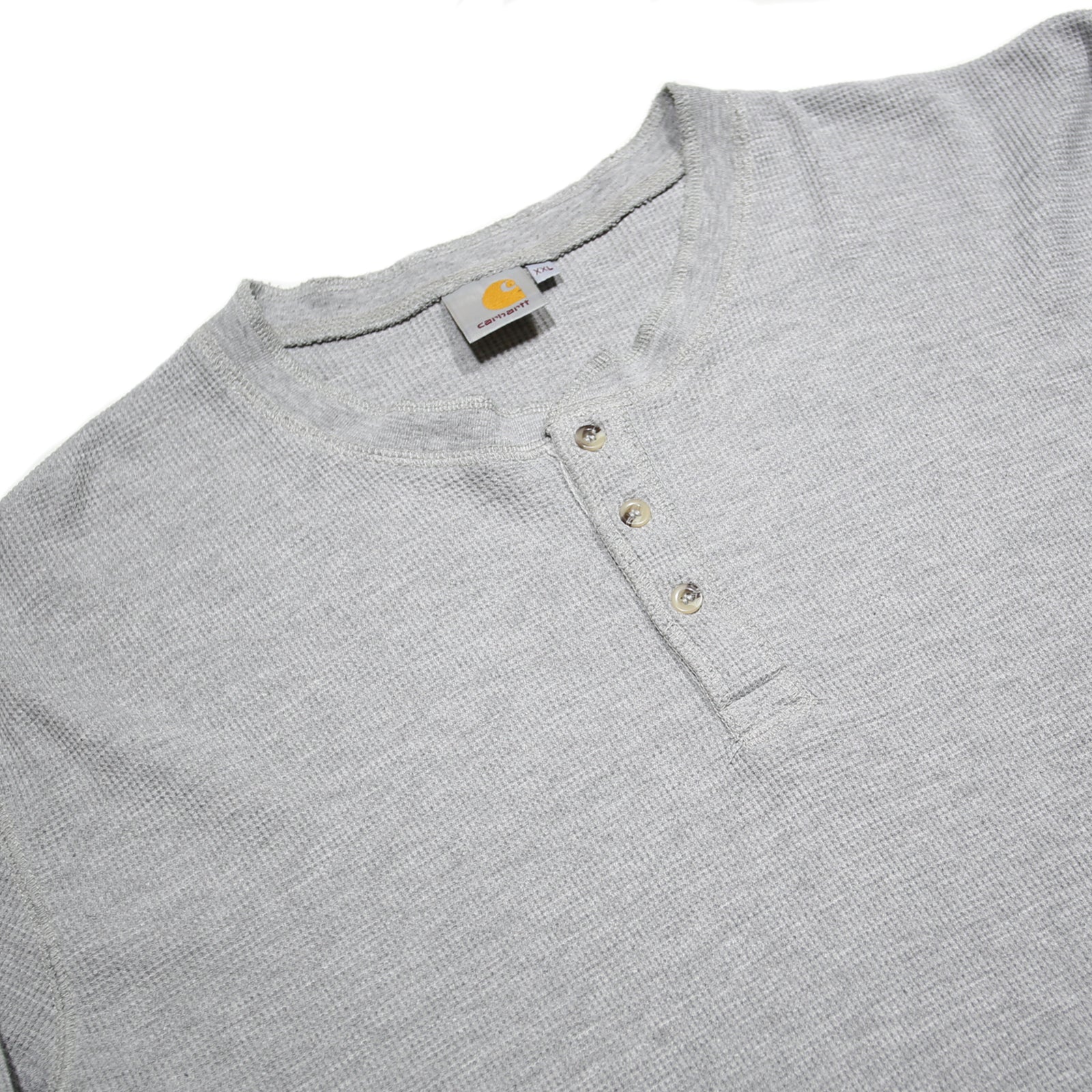 CARHARTT Mens Grey Henley Long Sleeve T-Shirt 2XL Polycotton Casual Workwear