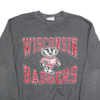 CHAMPION Mens Grey Wisconsin Badgers Crew Neck M Cotton Blend Sweatshirt
