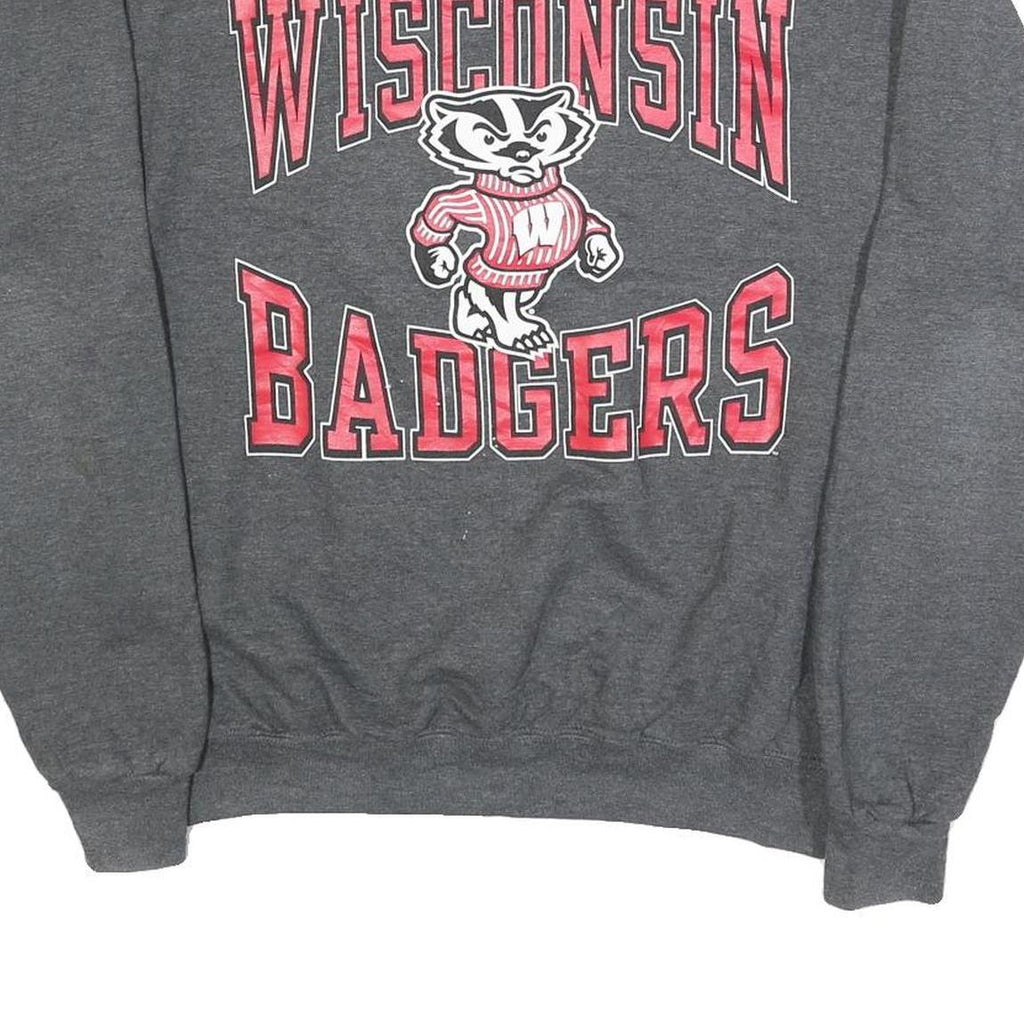 CHAMPION Mens Grey Wisconsin Badgers Crew Neck M Cotton Blend Sweatshirt