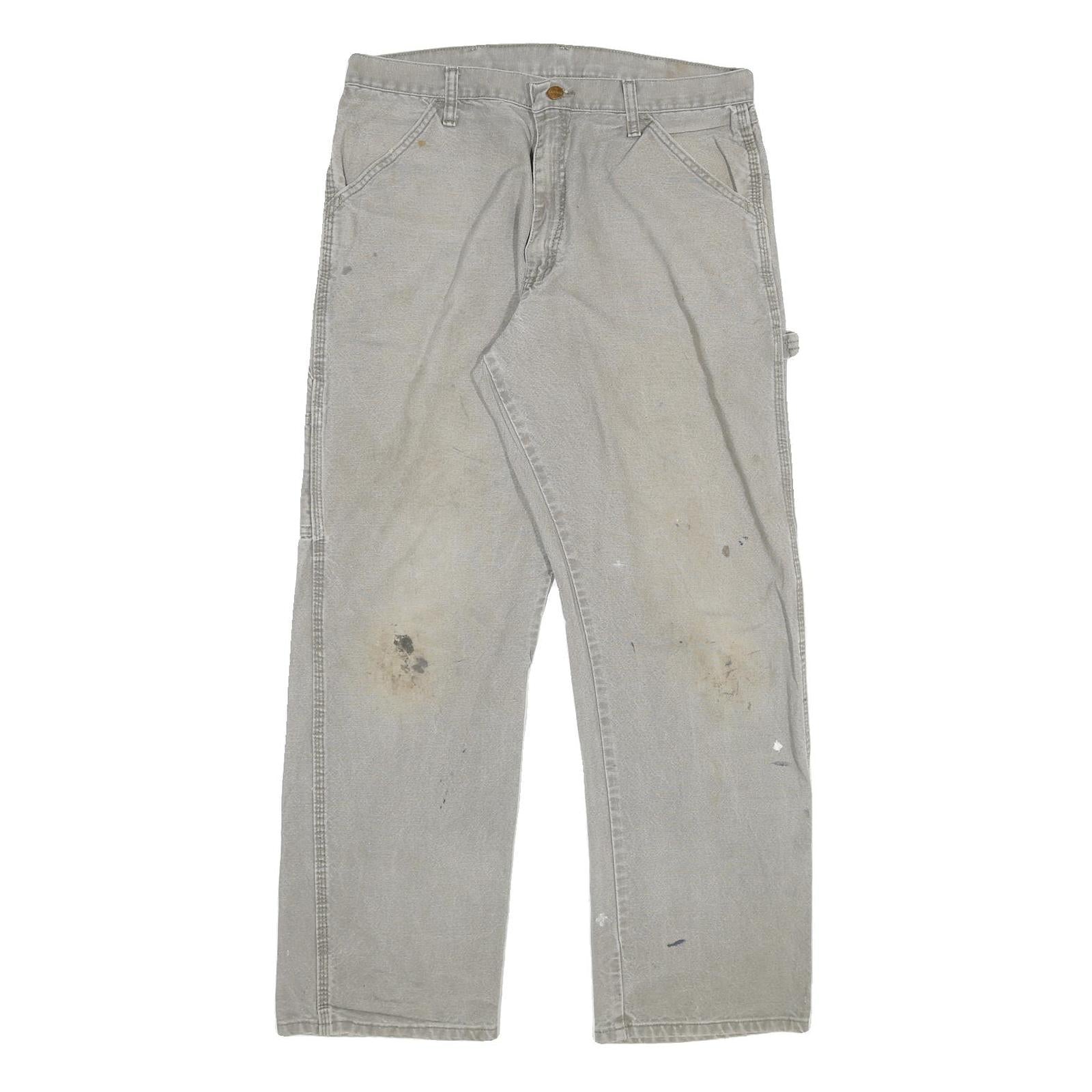 CARHARTT Mens Cotton Blend Beige Regular Straight Trousers W32 L30 Workwear