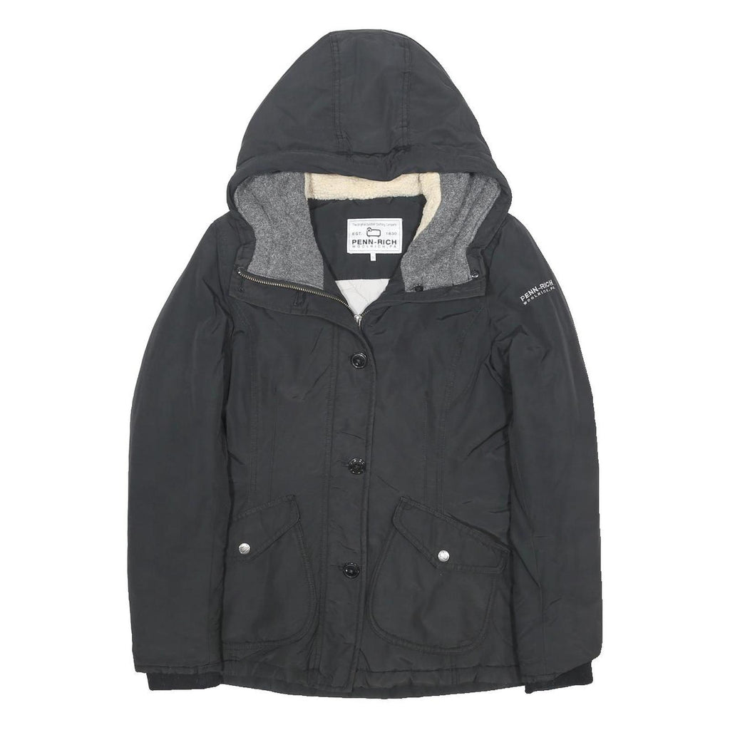 WOOLRICH Womens Black Synthetic Hooded Jacket S Zip Outdoor Winter Coat