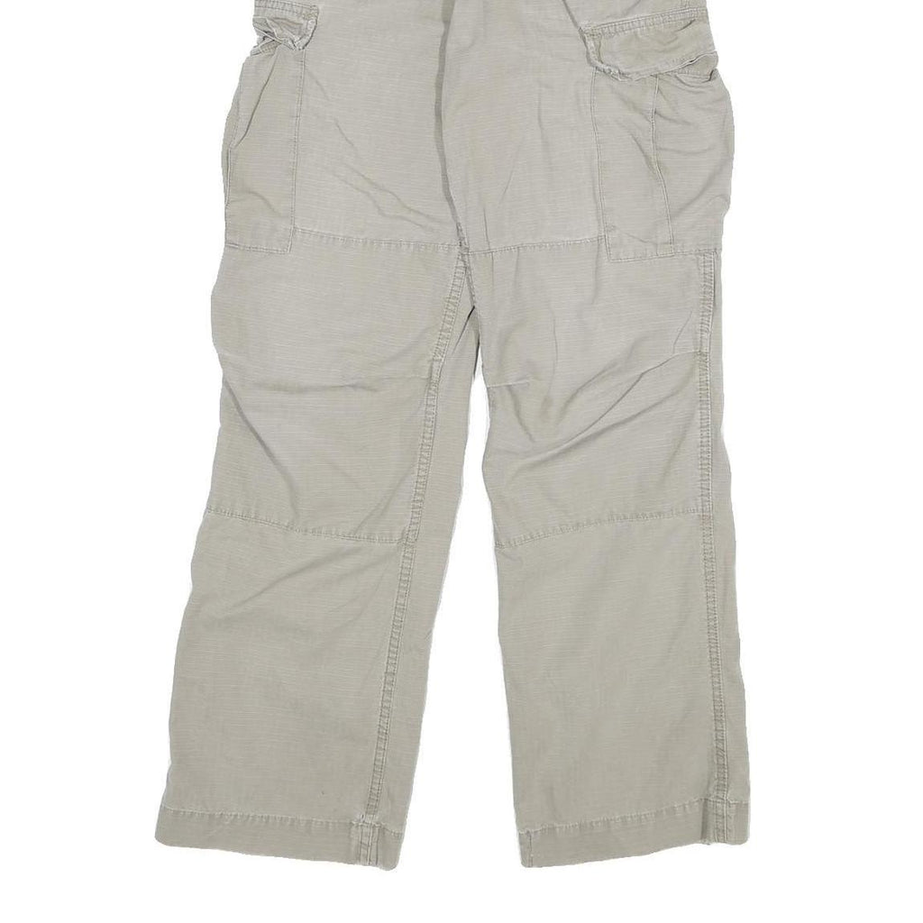 CARHARTT Mens Relaxed Beige Cargo Trousers W26 L31 Cotton Blend Zip Pockets