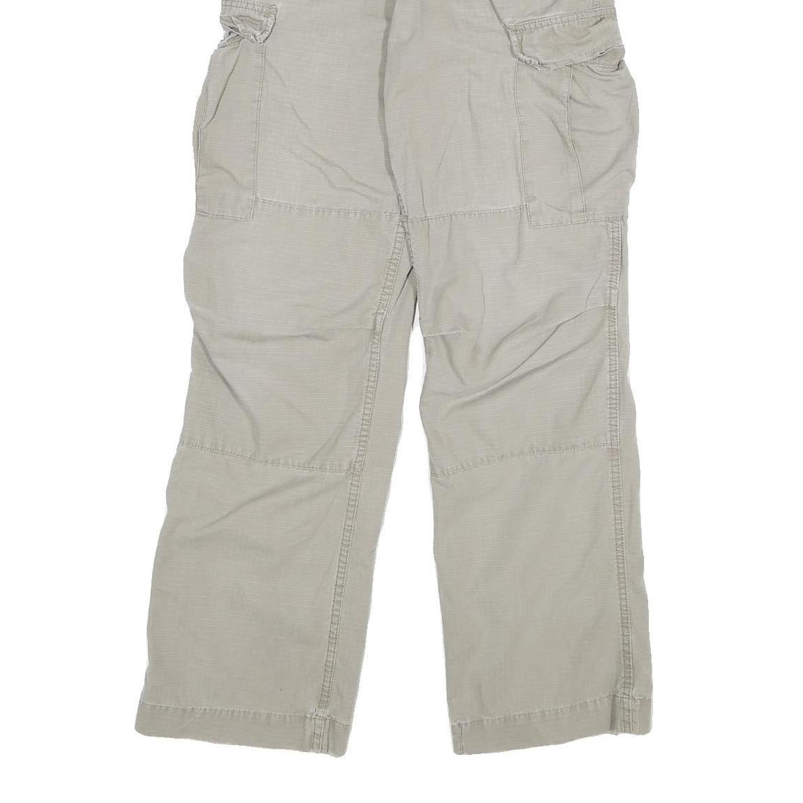 CARHARTT Mens Relaxed Beige Cargo Trousers W26 L31 Cotton Blend Zip Pockets