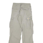 CARHARTT Mens Relaxed Beige Cargo Trousers W26 L31 Cotton Blend Zip Pockets