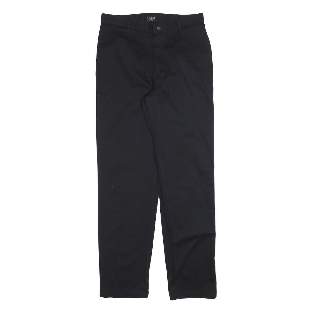 RIDERS Mens Cotton Blend Black Regular Fit Straight Leg Trousers W32 L34 Casual