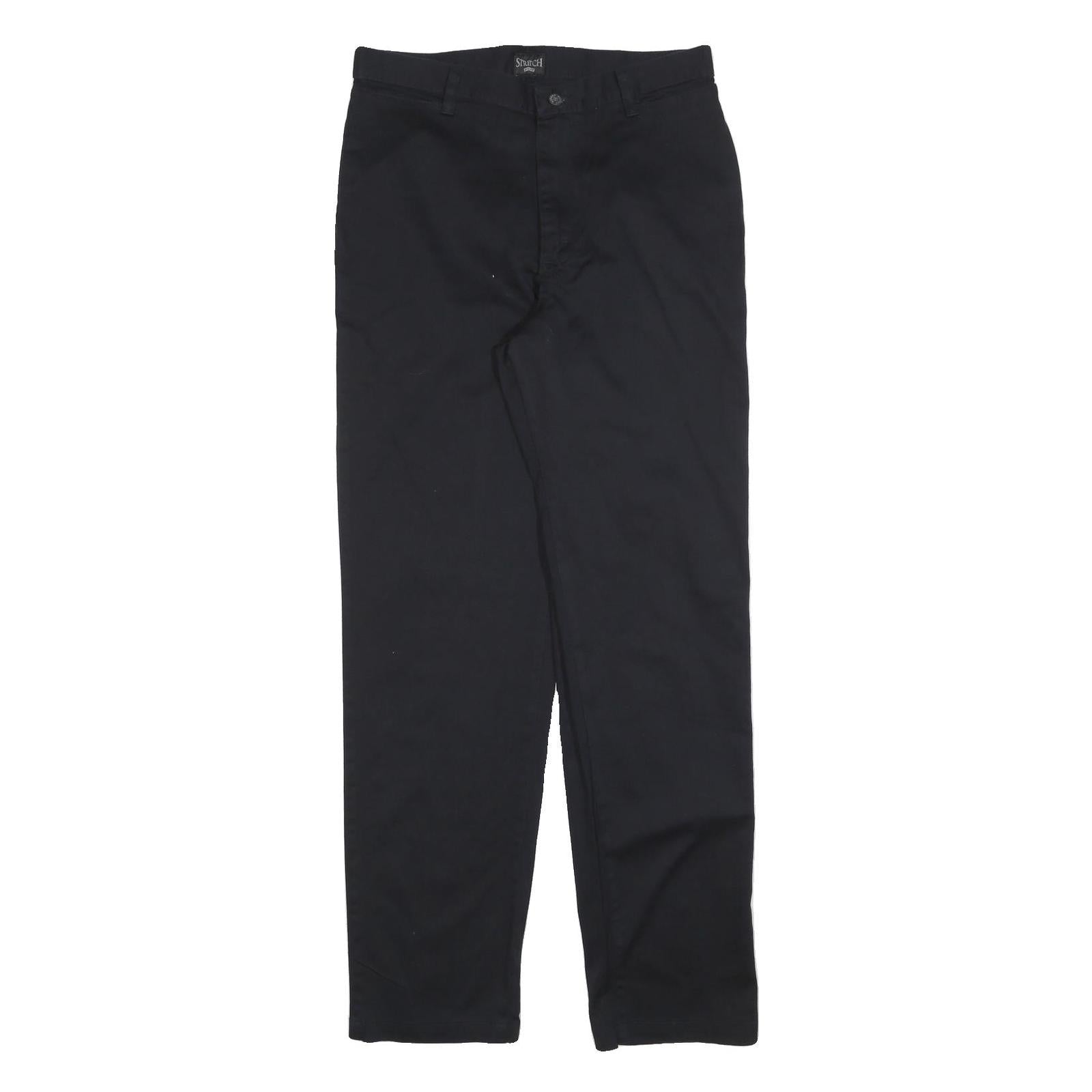 RIDERS Mens Cotton Blend Black Regular Fit Straight Leg Trousers W32 L34 Casual