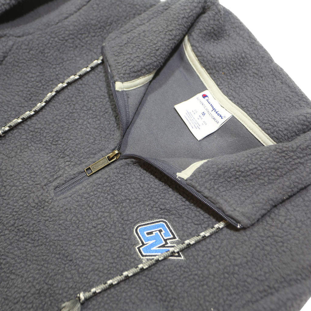 CHAMPION Womens Blue Fleece Jumper Quarter Zip Polyester Blend M