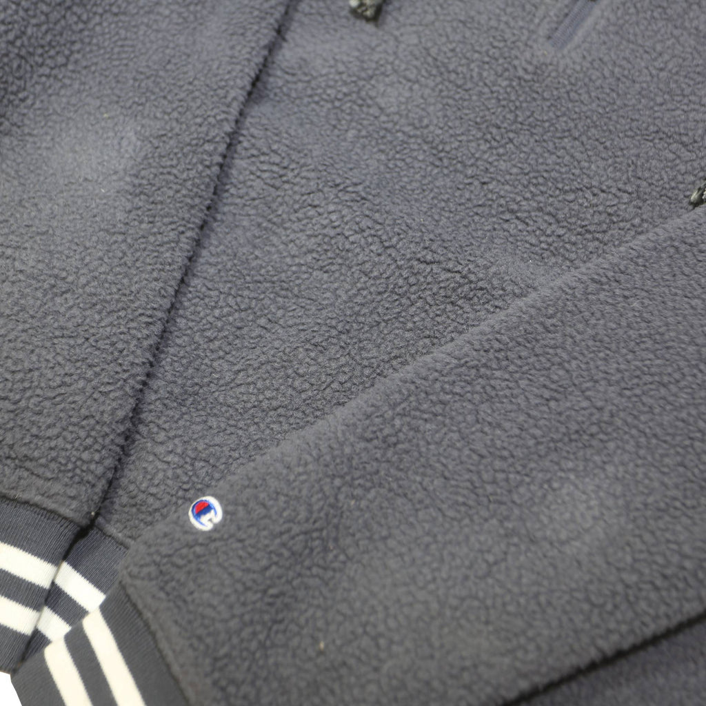 CHAMPION Womens Blue Fleece Jumper Quarter Zip Polyester Blend M