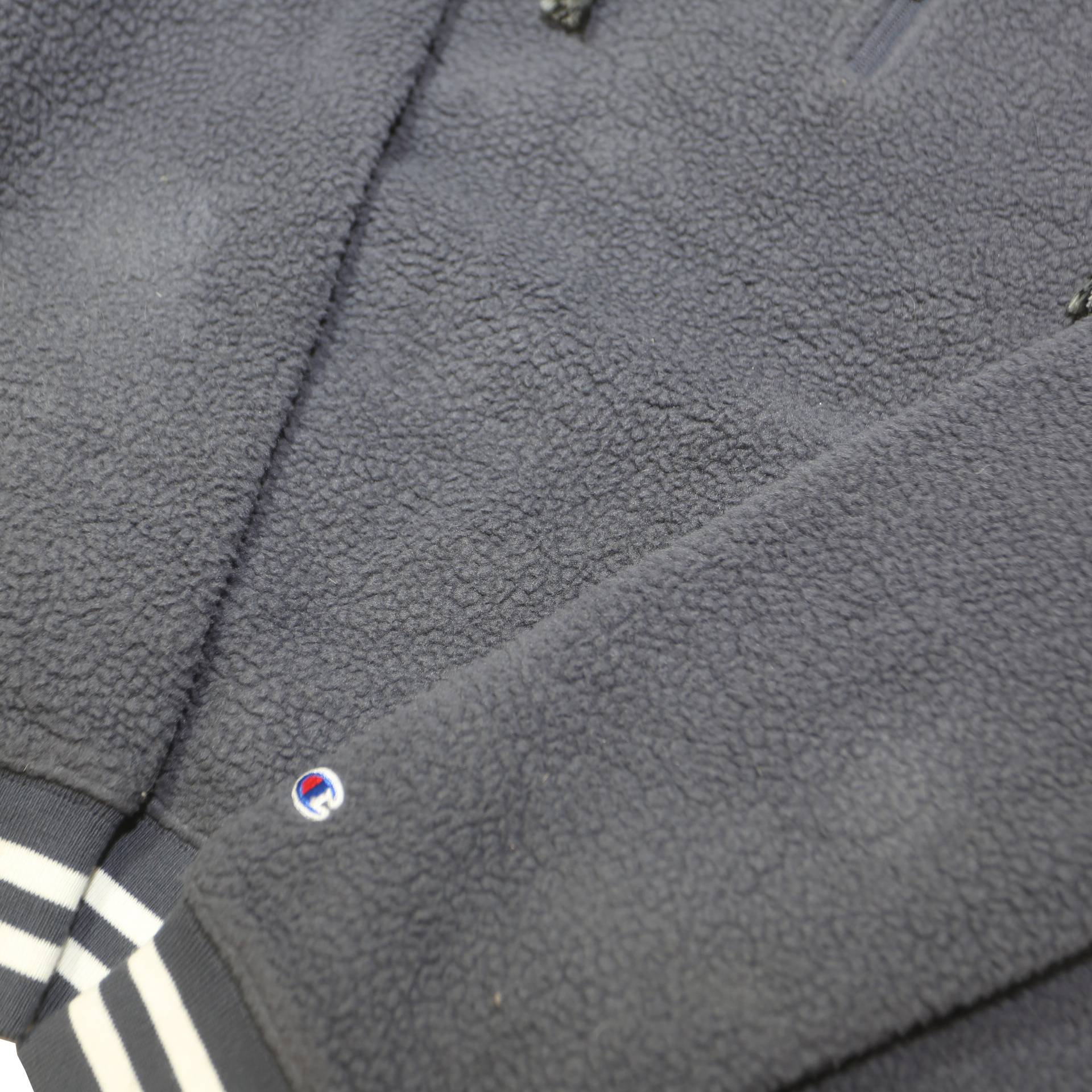 CHAMPION Womens Blue Fleece Jumper Quarter Zip Polyester Blend M