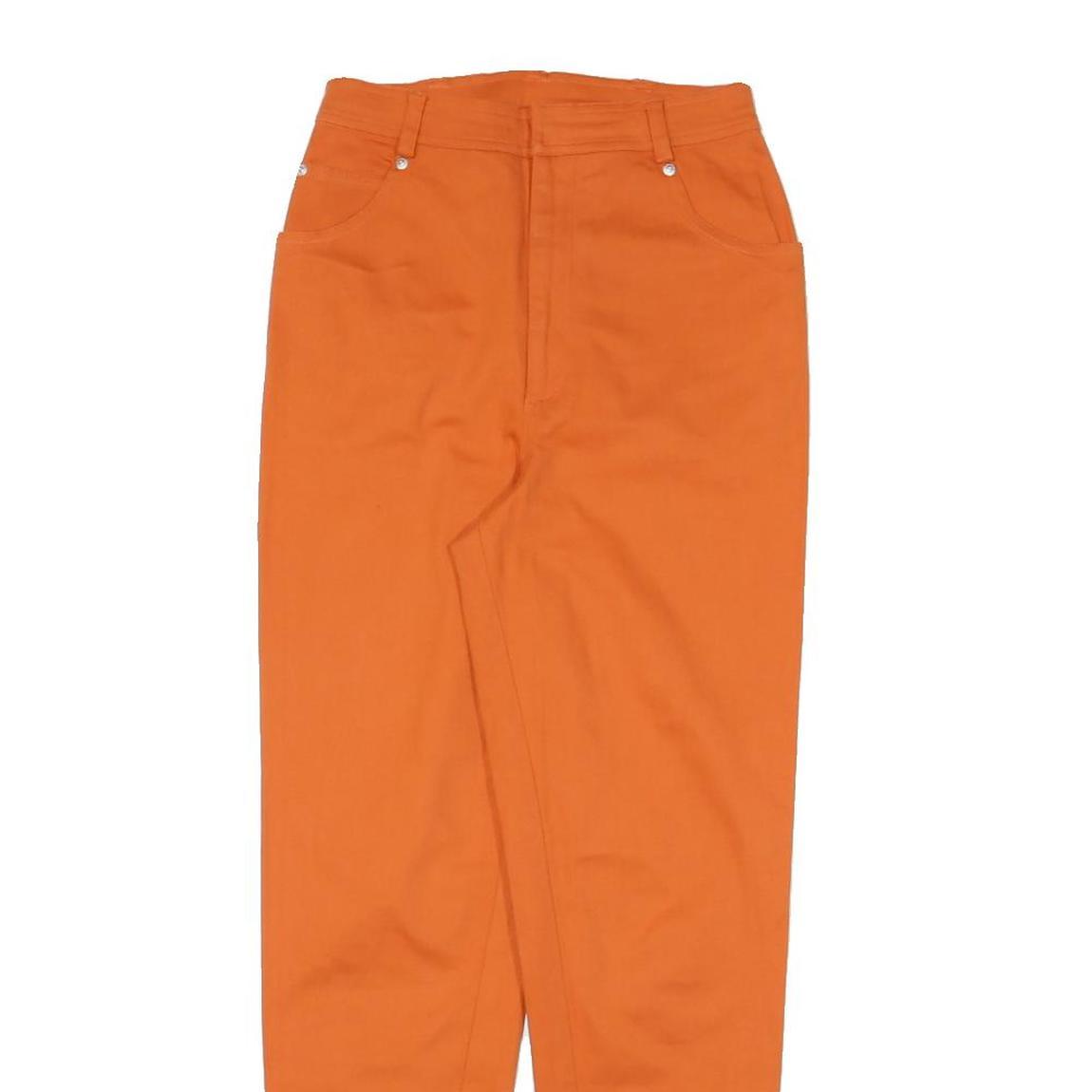 COMPANY Womens Cotton Blend Orange Slim Trousers W24 L27 Zip Pockets Stylish