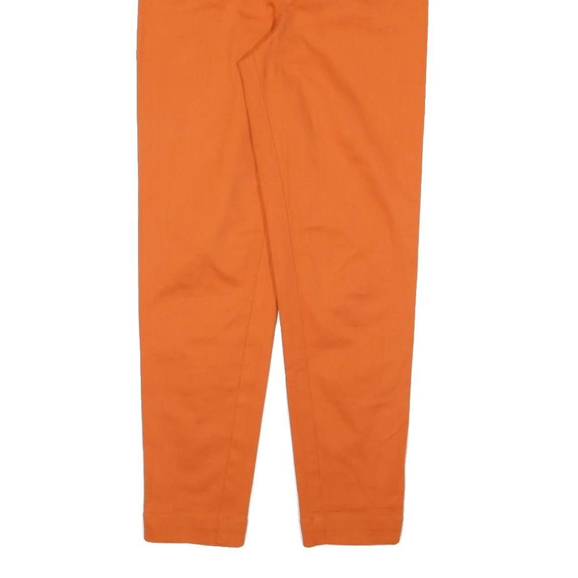 COMPANY Womens Cotton Blend Orange Slim Trousers W24 L27 Zip Pockets Stylish