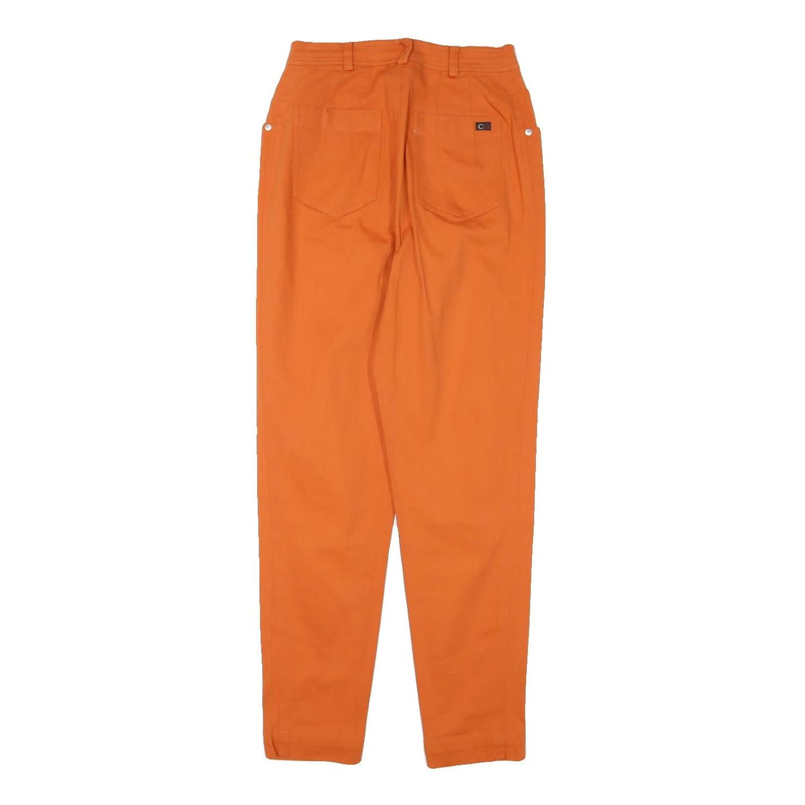 COMPANY Womens Cotton Blend Orange Slim Trousers W24 L27 Zip Pockets Stylish